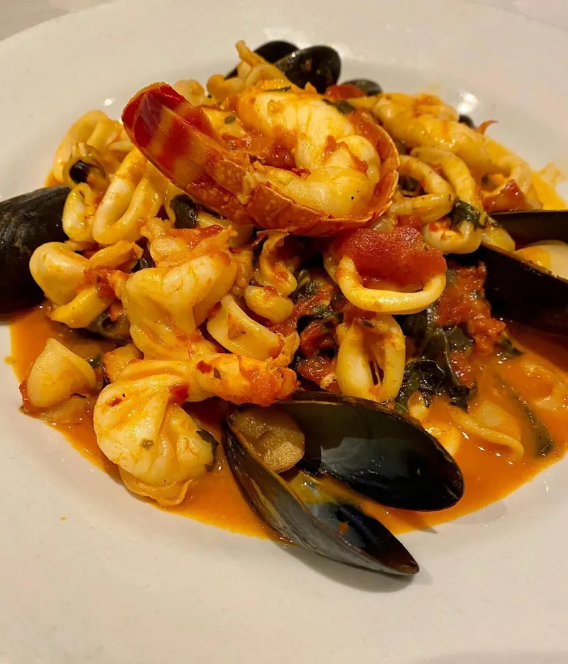Seafood pasta served at Phillies Pizzeria